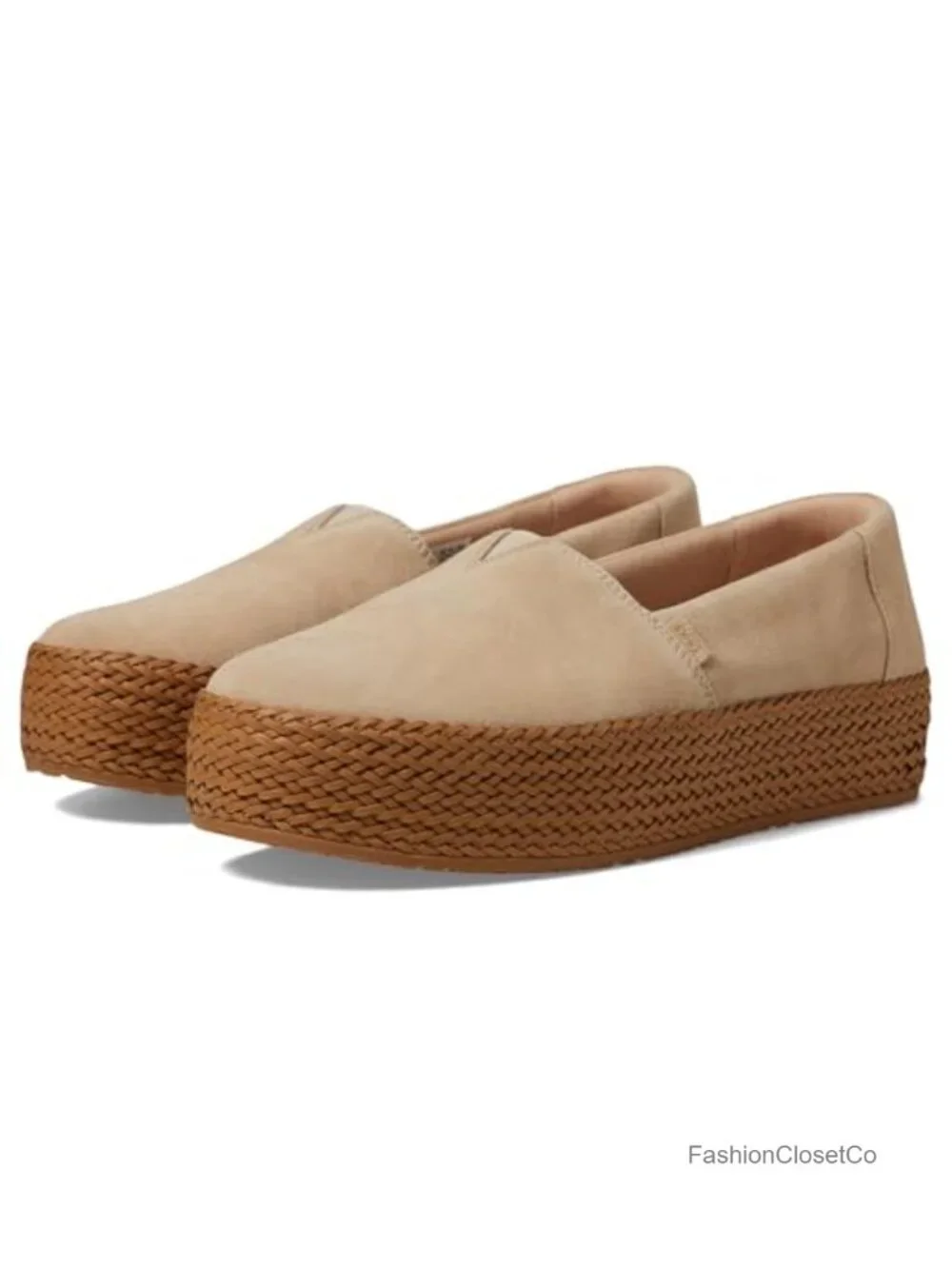 TOMS Women's Valencia Espadrille Platform Slip-On Suede Espadrilles
